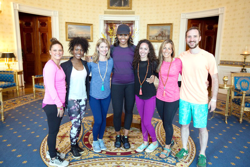 Courtesy photo Faith Hunter, a GSU graduate and a yoga instructor, stands with Michelle Obama and others in the White House.
