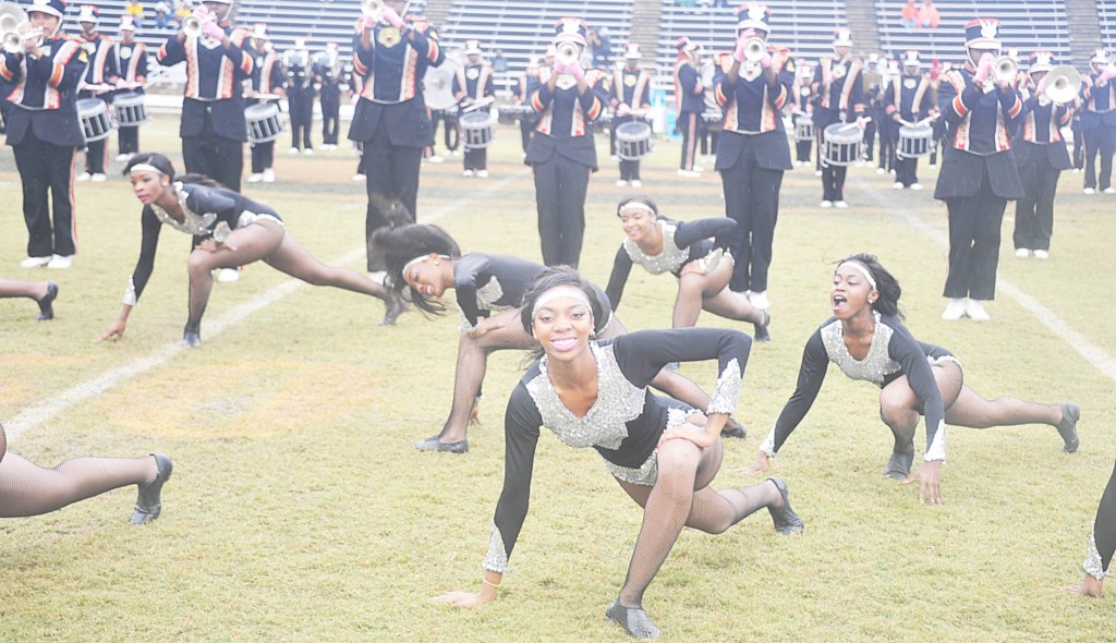 BREYANNA ROBINSON/The Yearbook The Grambling State University Tiger Marching Band and the Orchesis Dance Troupe put on a show during halftime.