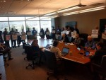 Professors protest for a fair contract at Trustees meeting